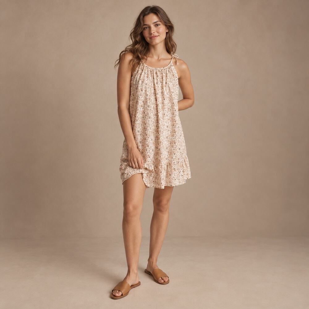 Madewell Florentine Floral Crinkle Tie Strap Ruffle Hem Cover Up Dress NWT Small